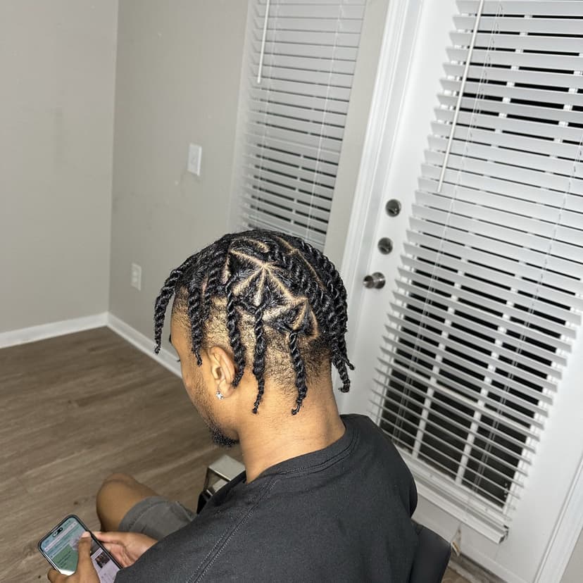 Custom braid design with star pattern — Austin TX